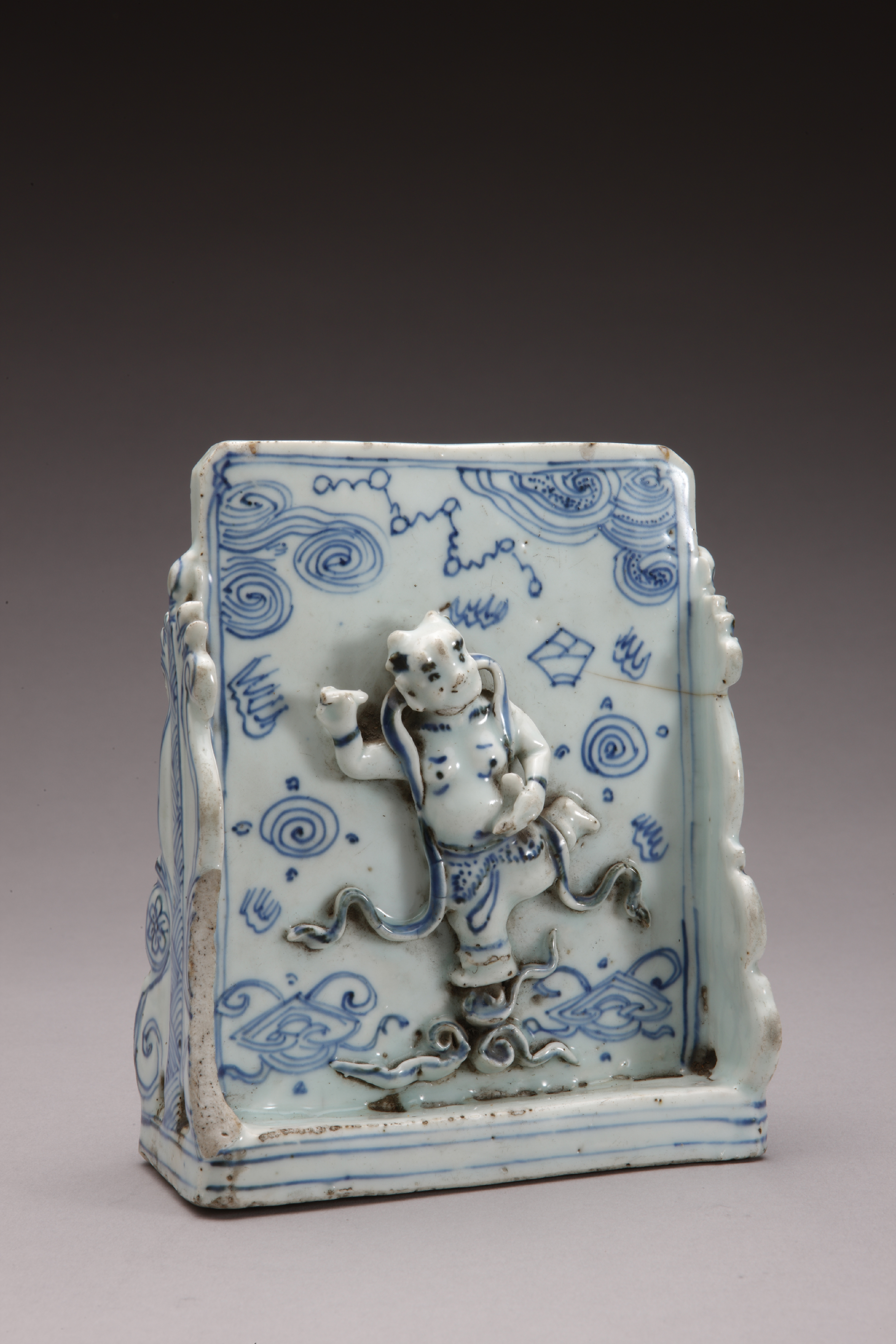 青花魁星像笔插