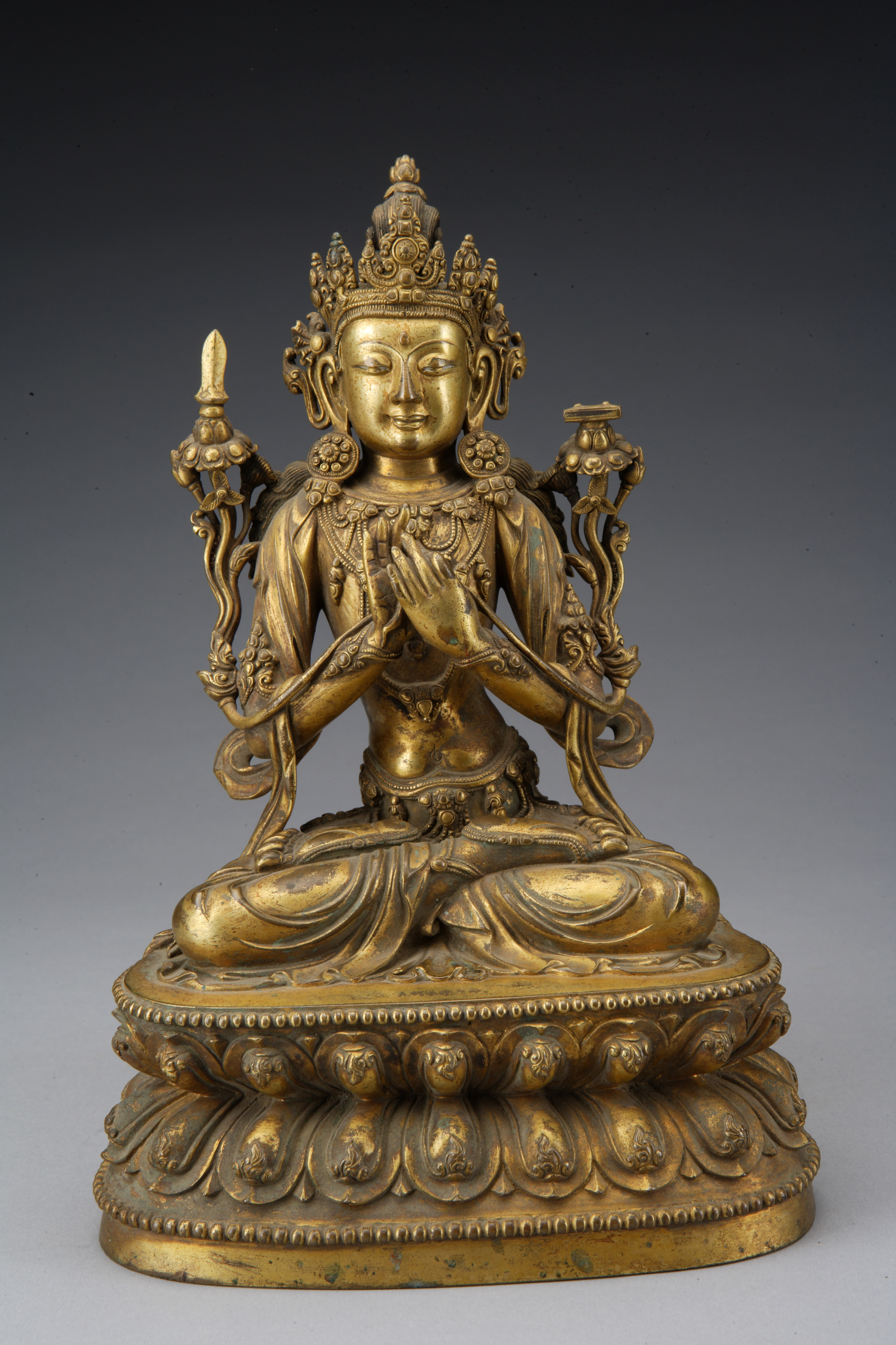 铜镀金文殊菩萨像